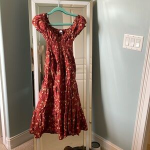 DANIELLE BERNSTEIN Red Floral Maxi Dress